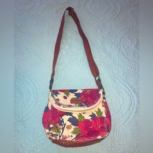 LIKE NEW! SakRoots- Floral Canvas & Leather Purse